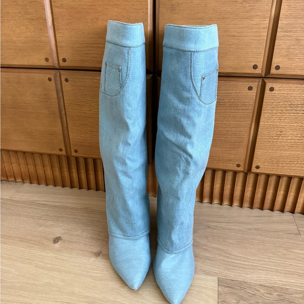 Light Blue Denim Wedge Boot